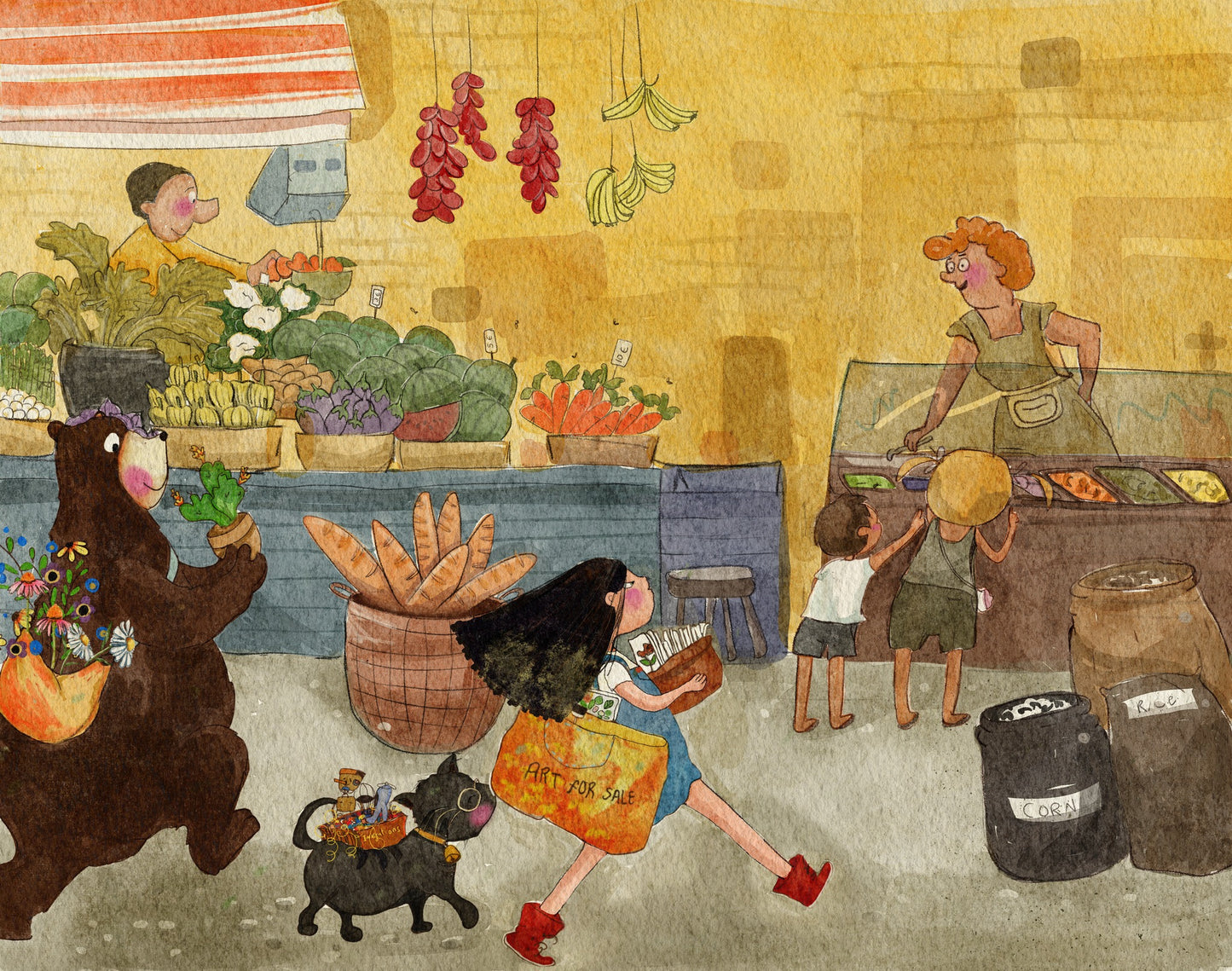 Off to the Market Print