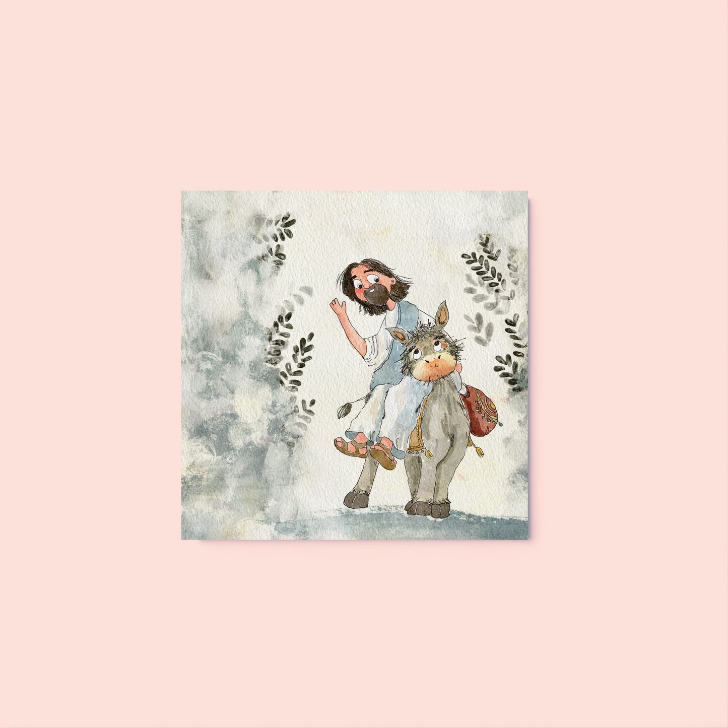 Jesus and the donkey Print Card