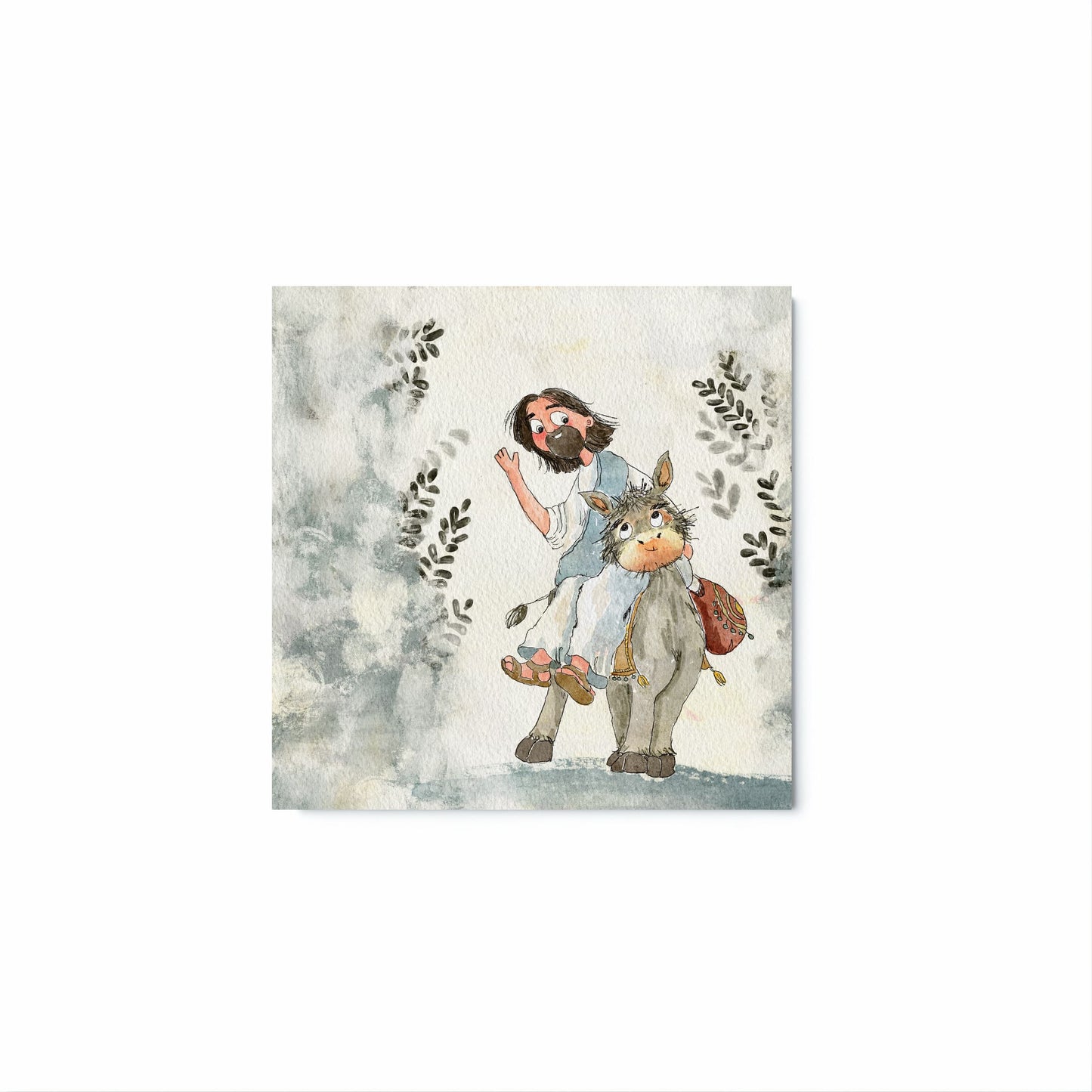 Jesus and the donkey Print Card