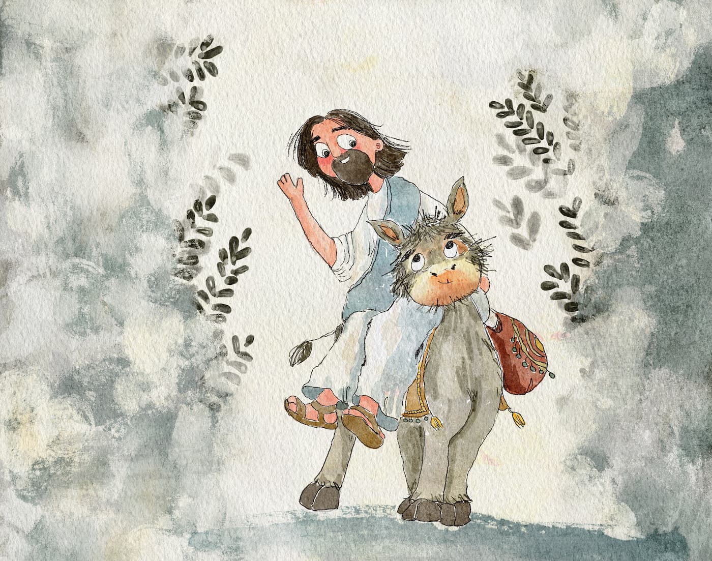 Jesus and the donkey - Instant Download Poster